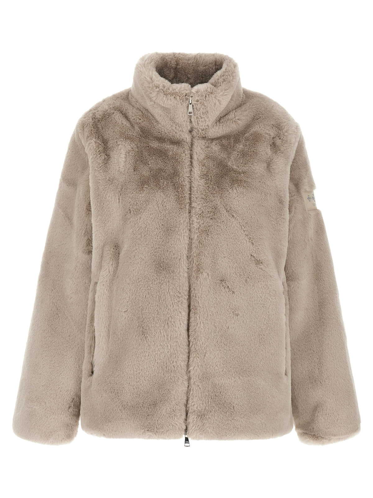 Beige Polyester Biker Jacket