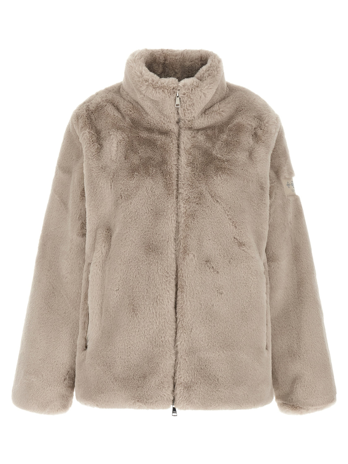 Beige Polyester Biker Jacket