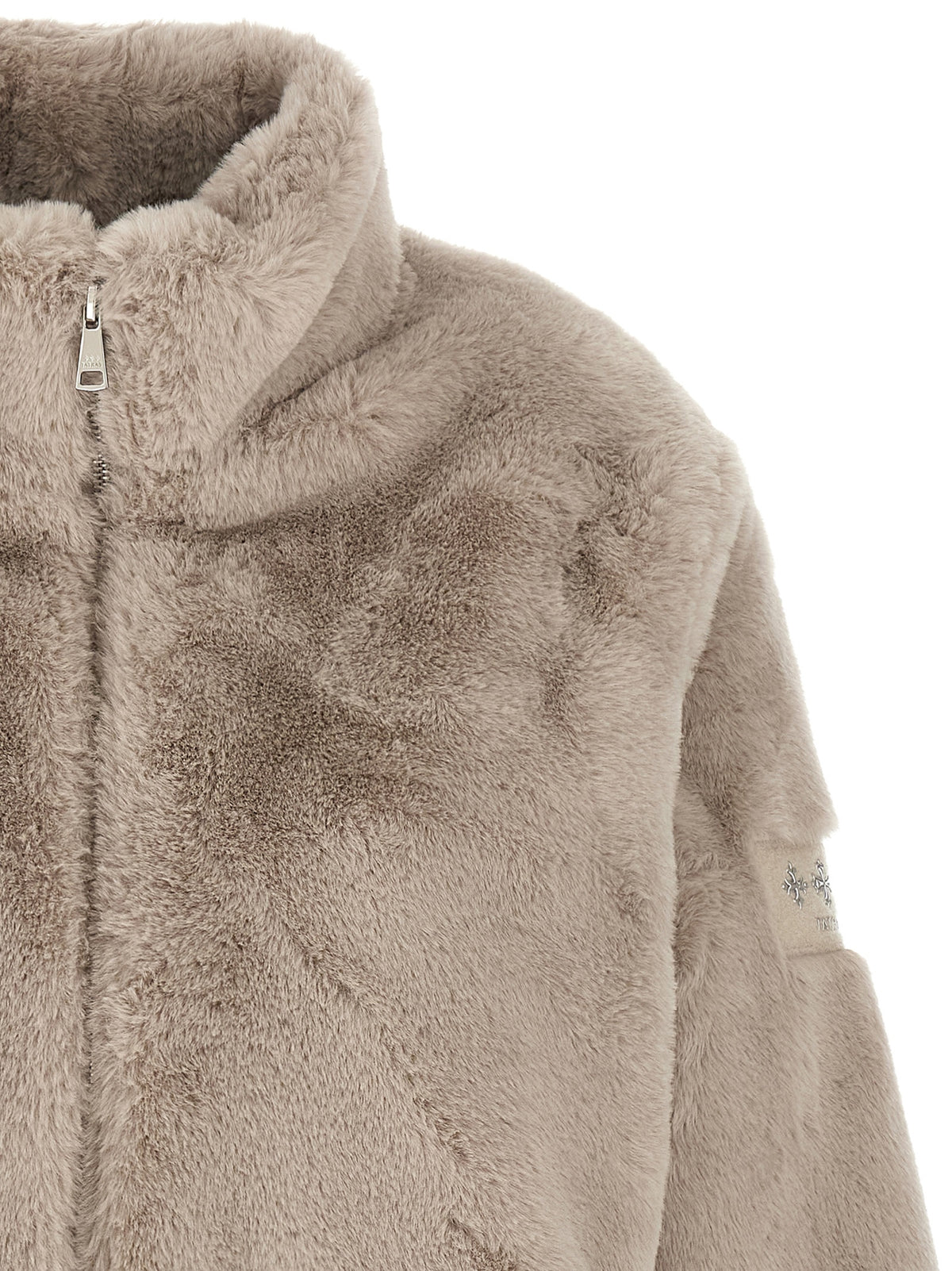 Beige Polyester Biker Jacket