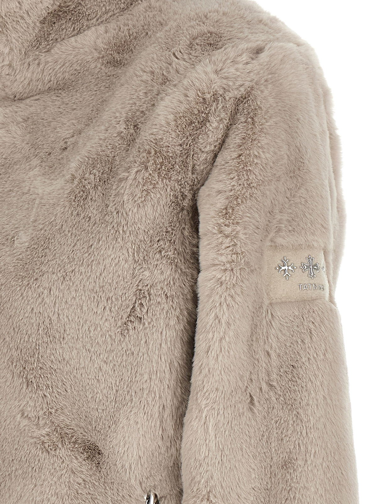 Beige Polyester Biker Jacket