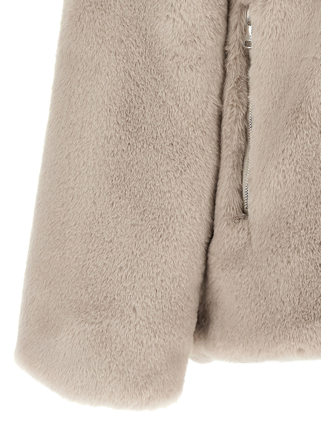 Beige Polyester Biker Jacket