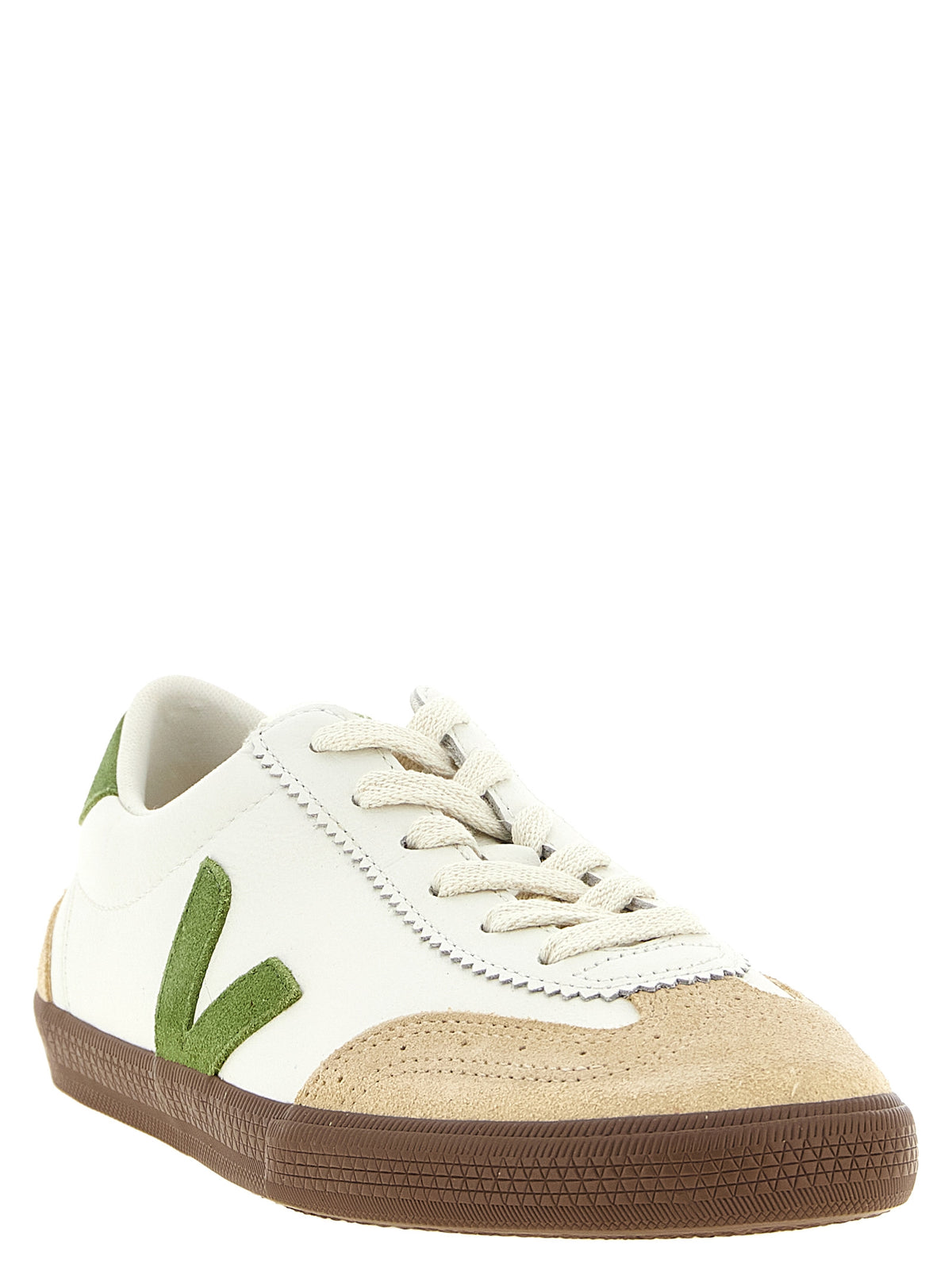 Beige Genuine Leather Athletic Sneakers