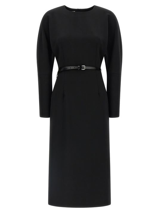 Black Polyester Midi Dress