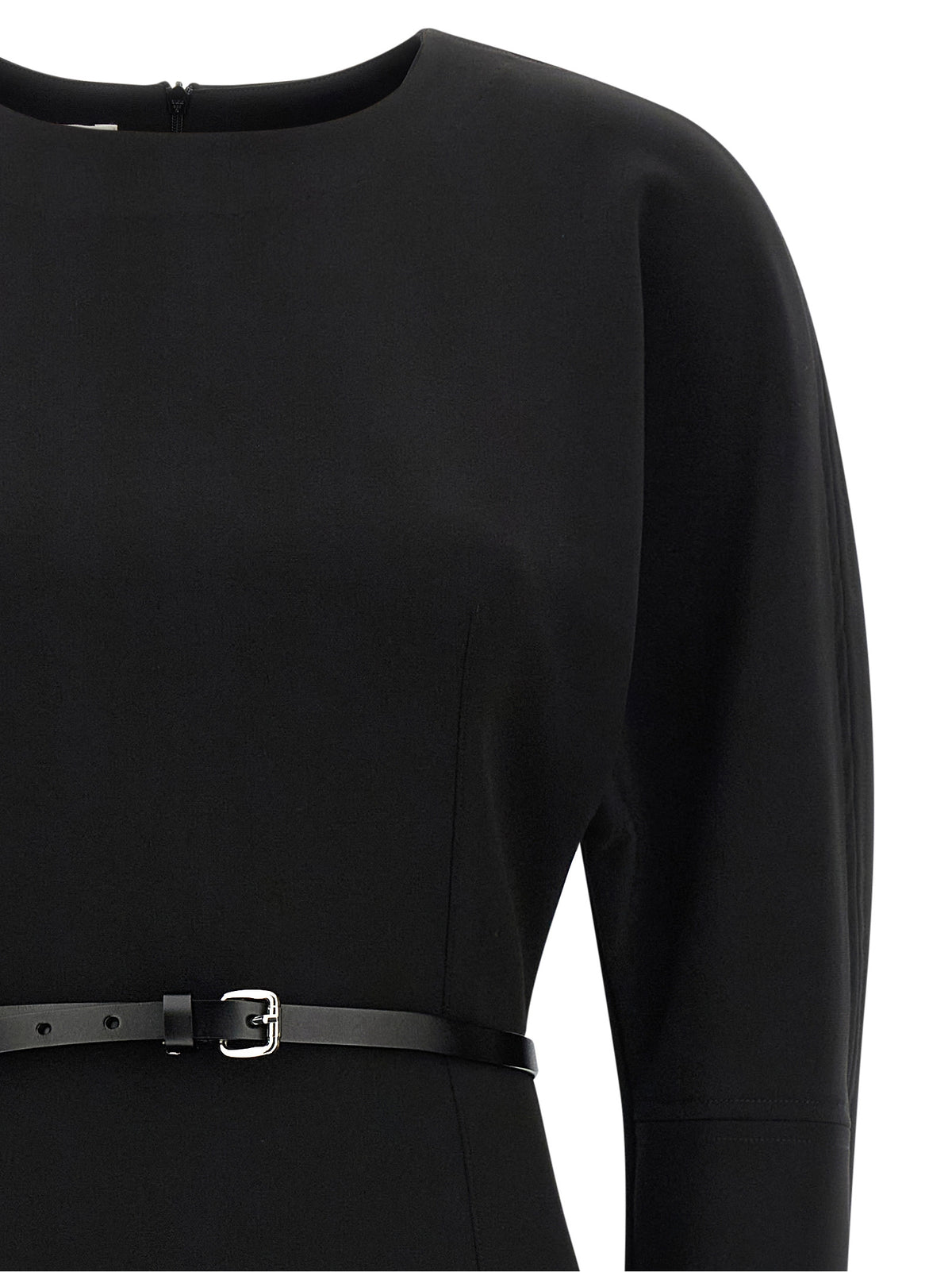 Black Polyester Midi Dress