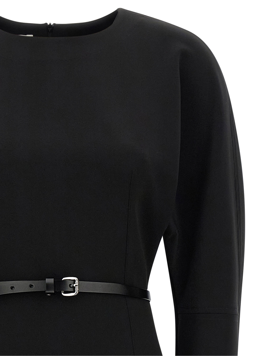 Black Polyester Midi Dress