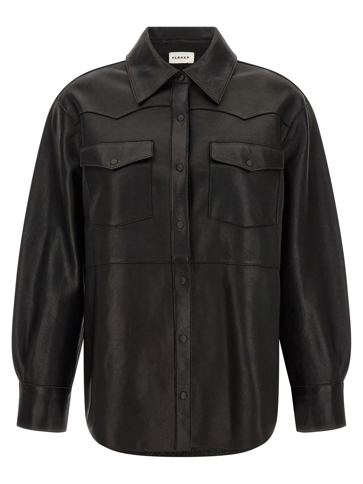 Black Lamb Leather Blouse