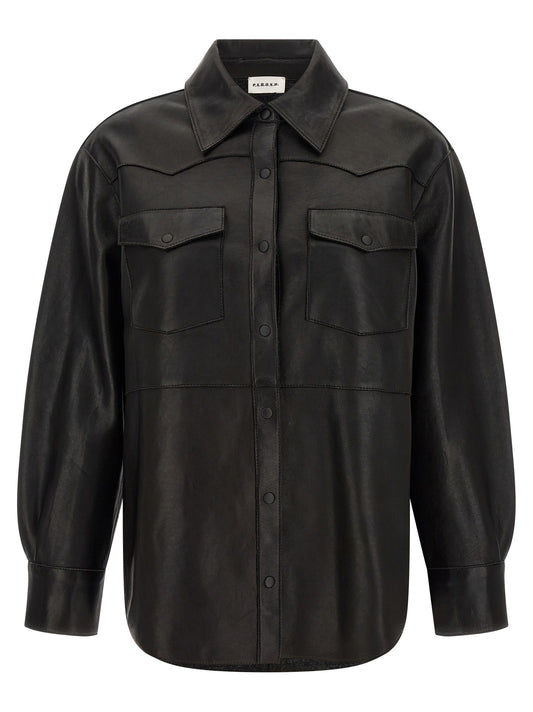 Black Lamb Leather Blouse