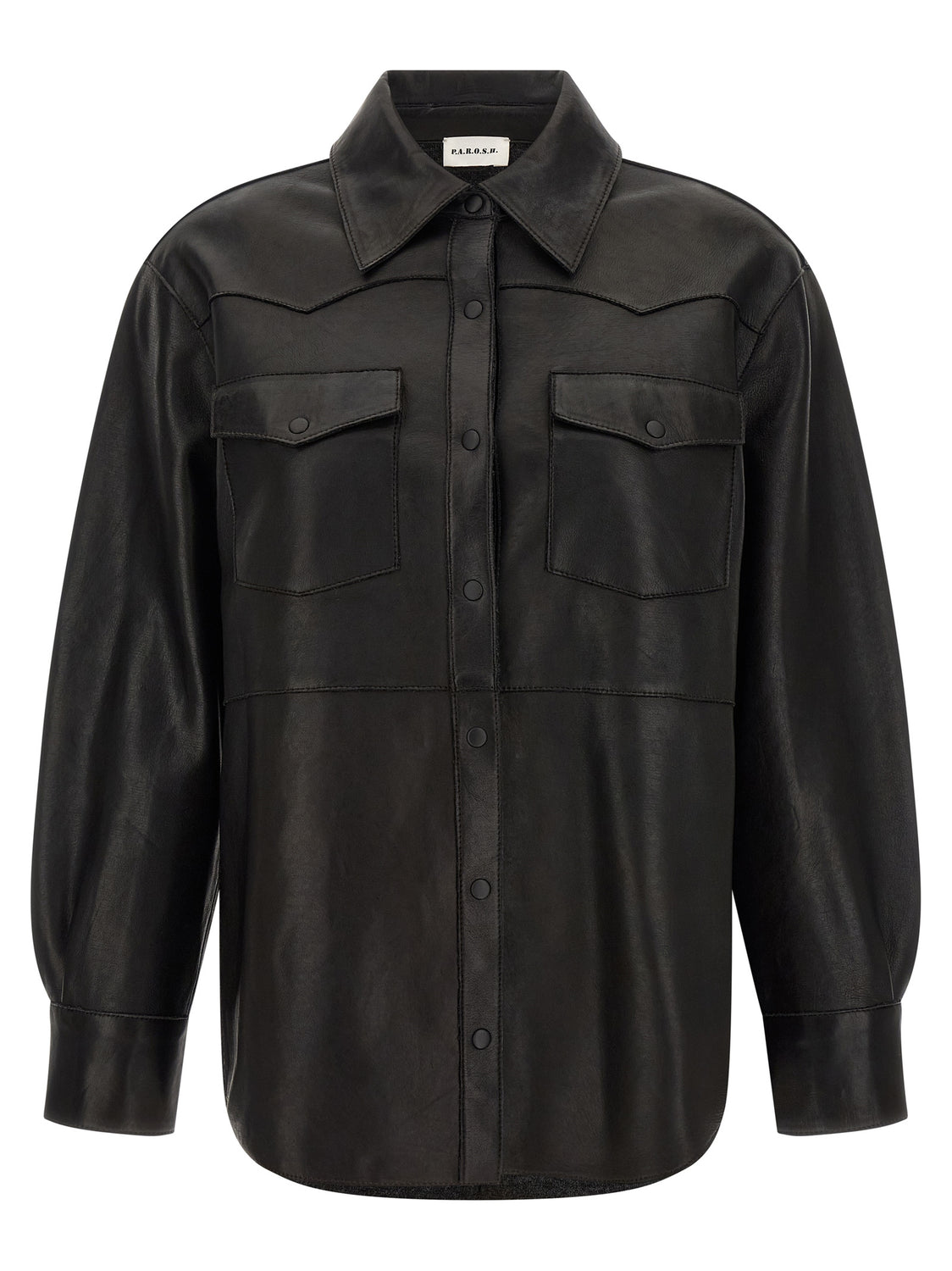 Black Lamb Leather Blouse
