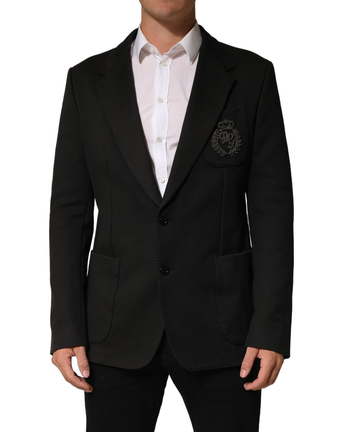 Black Embroidered Single Breasted Jacket