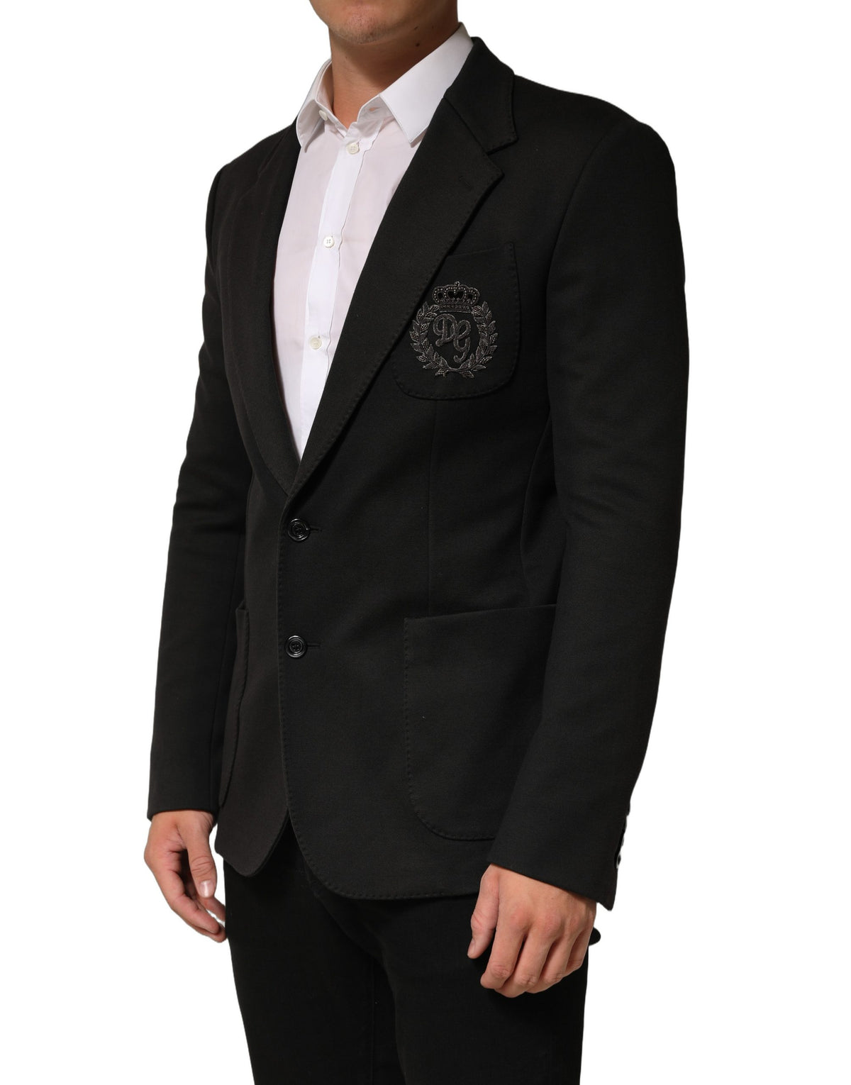 Black Embroidered Single Breasted Men Jacket