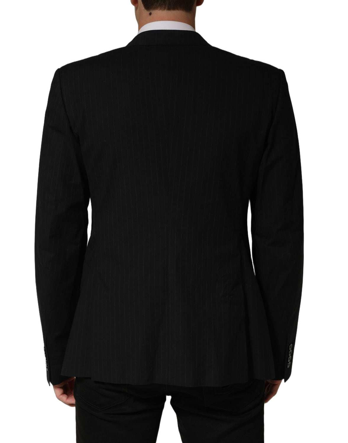 Black Pinstripe Men Single Breasted Jacket