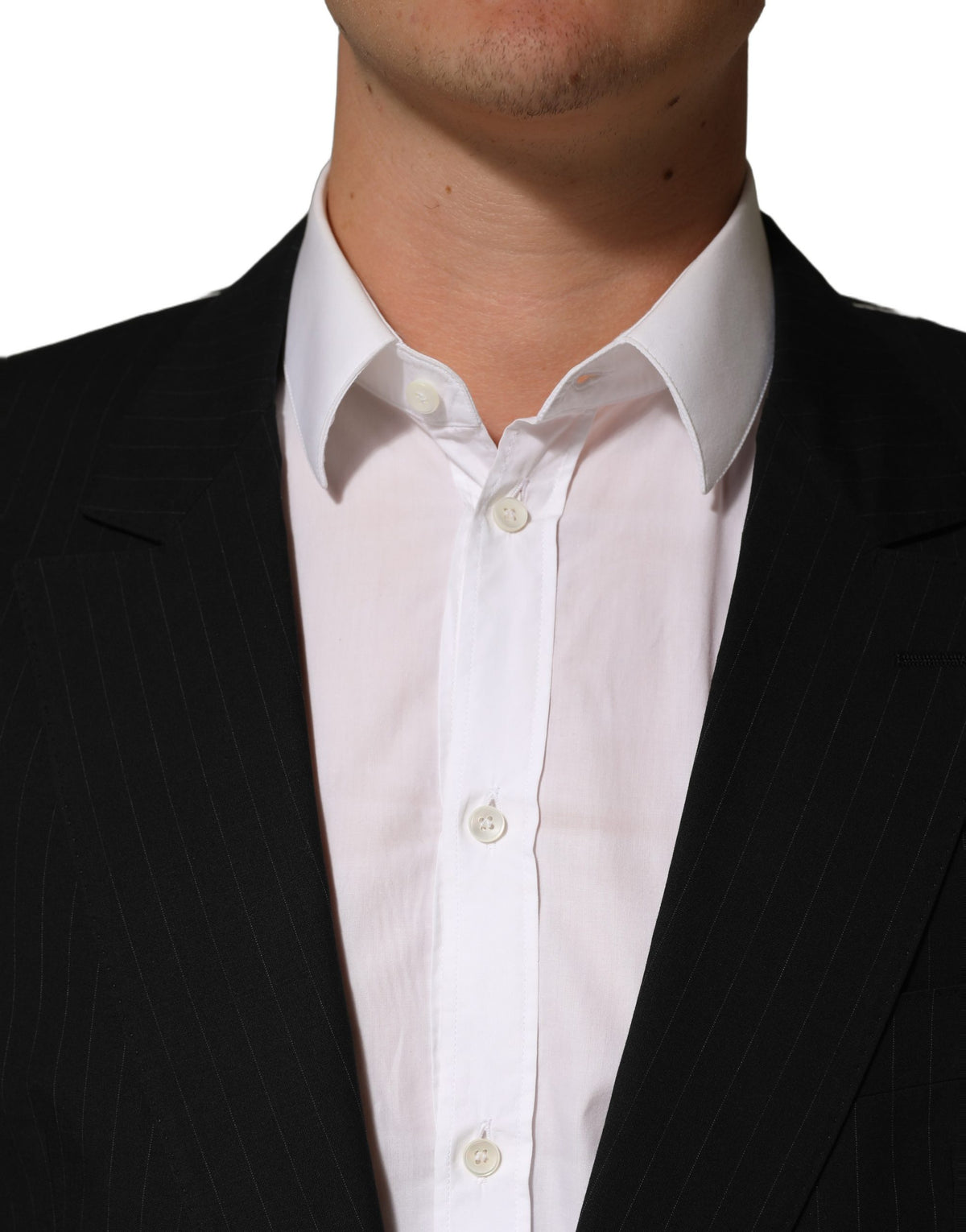 Black Pinstripe Men Single Breasted Jacket