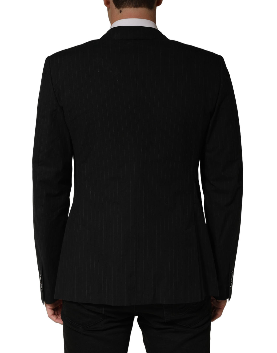 Black Pinstripe Men Single Breasted Jacket