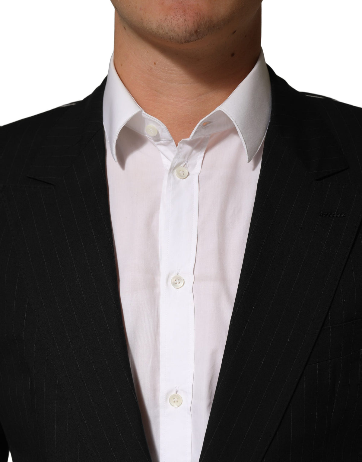Black Pinstripe Men Single Breasted Jacket