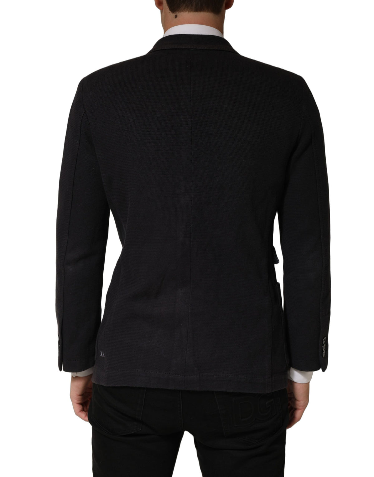 Dark Gray Cotton Men Single Breasted Jacket