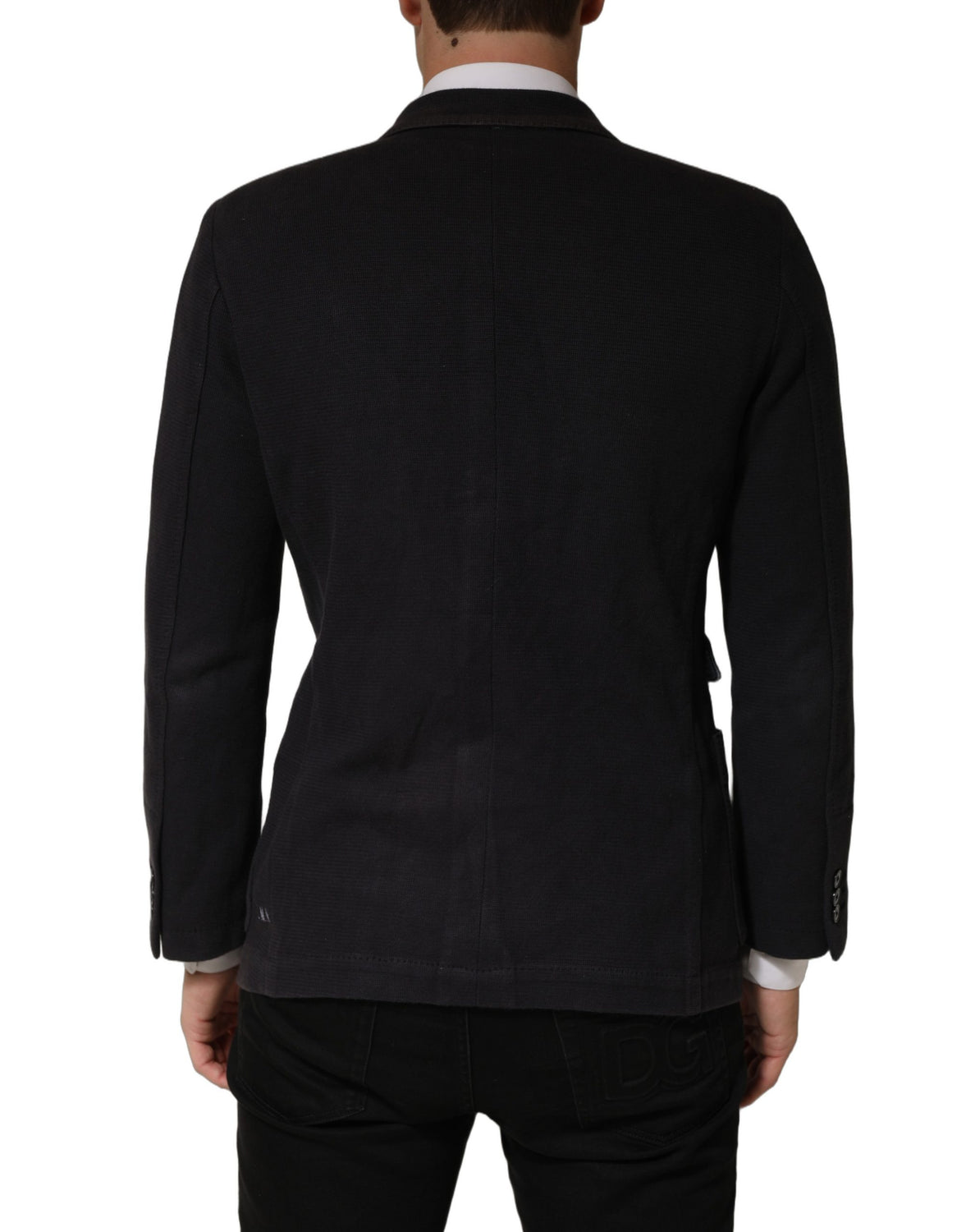 Dark Gray Cotton Men Single Breasted Jacket
