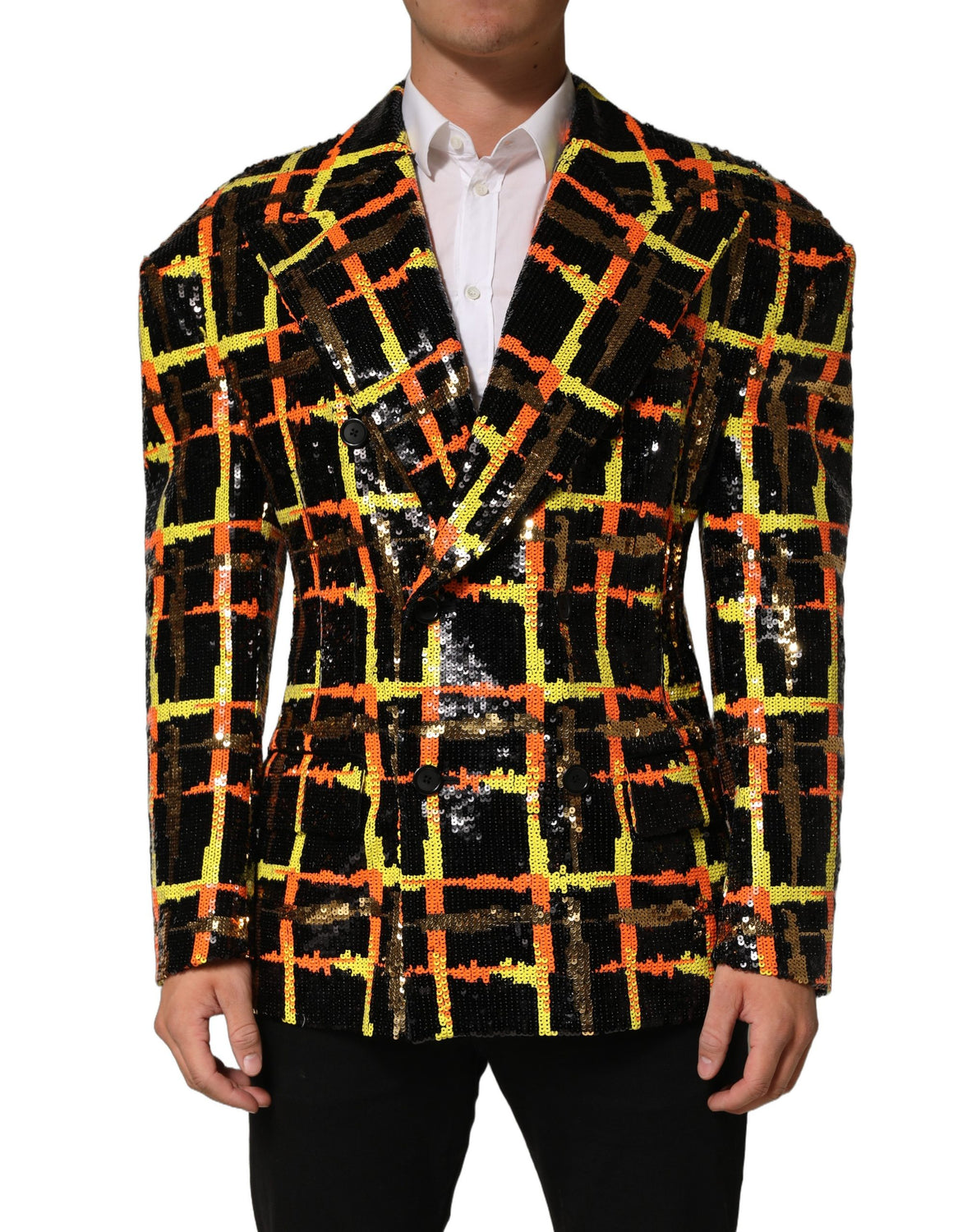 Multicolor Sequin Embellished Double Breasted Jacket