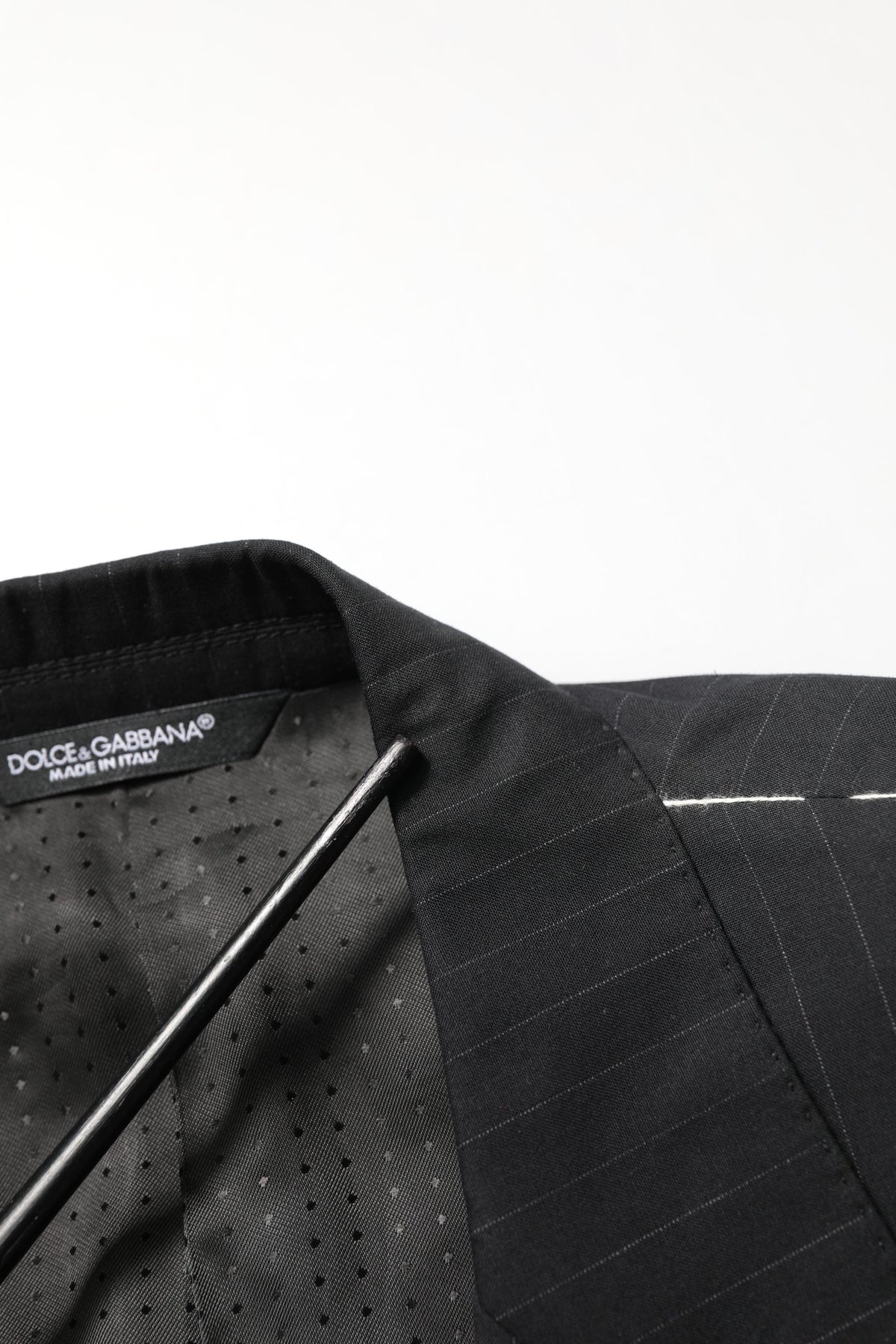 Black Pinstripe Men Single Breasted Jacket