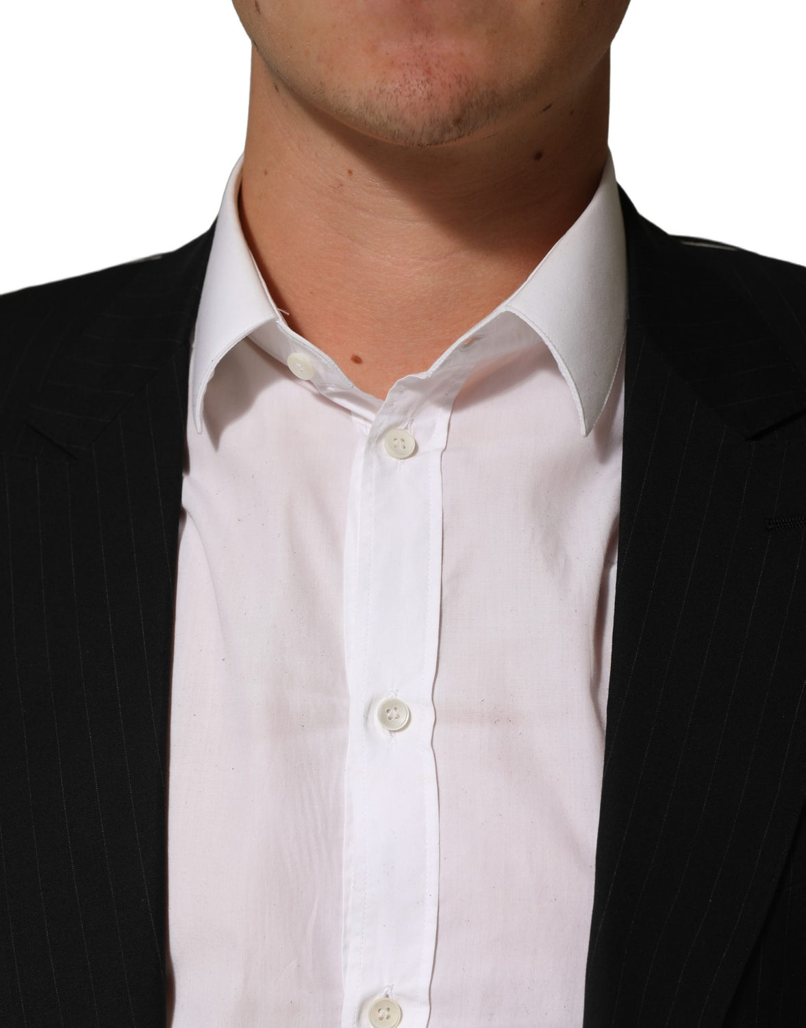 Black Pinstripe Men Single Breasted Jacket