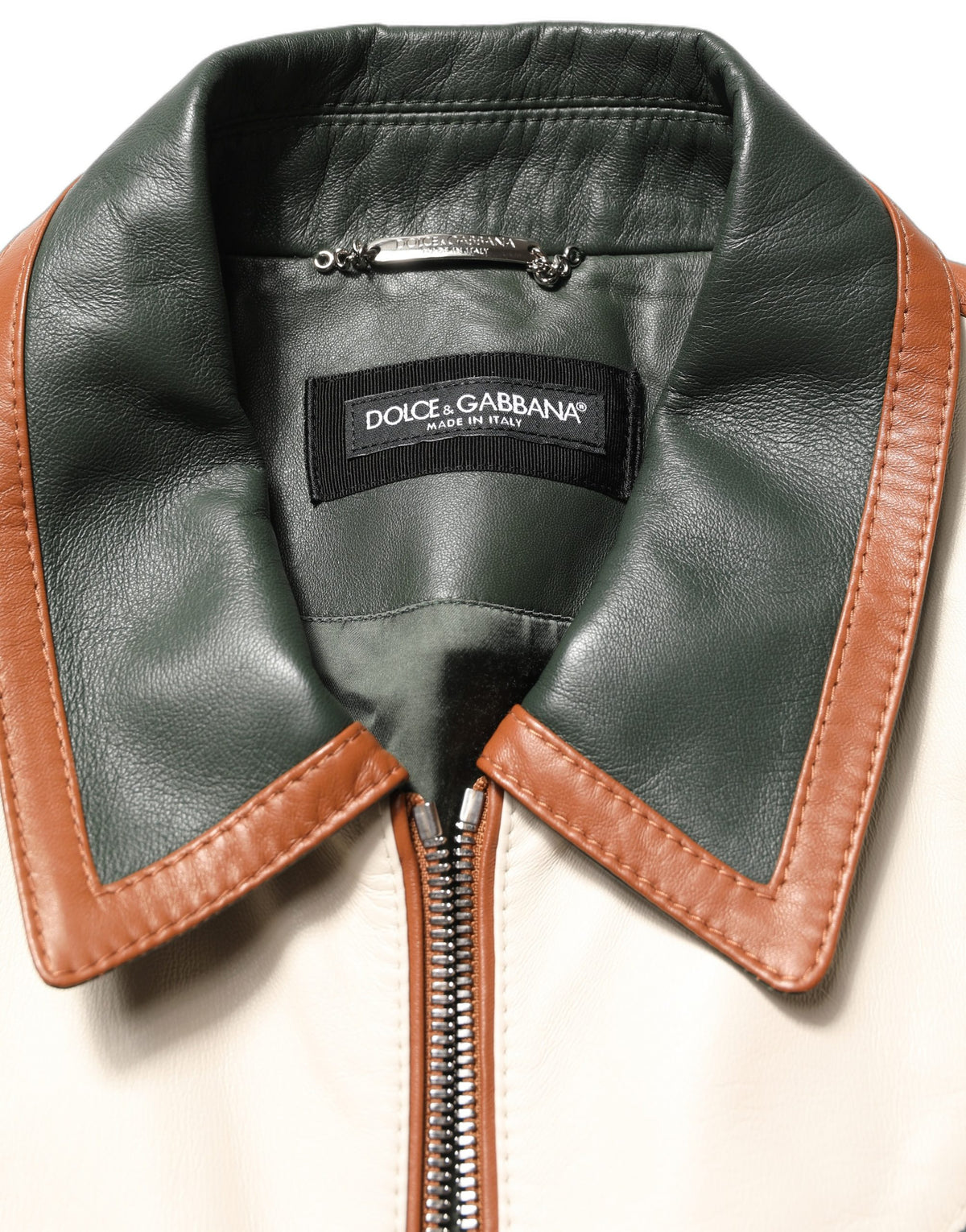 Multicolored Leather Full Zip Men Jacket
