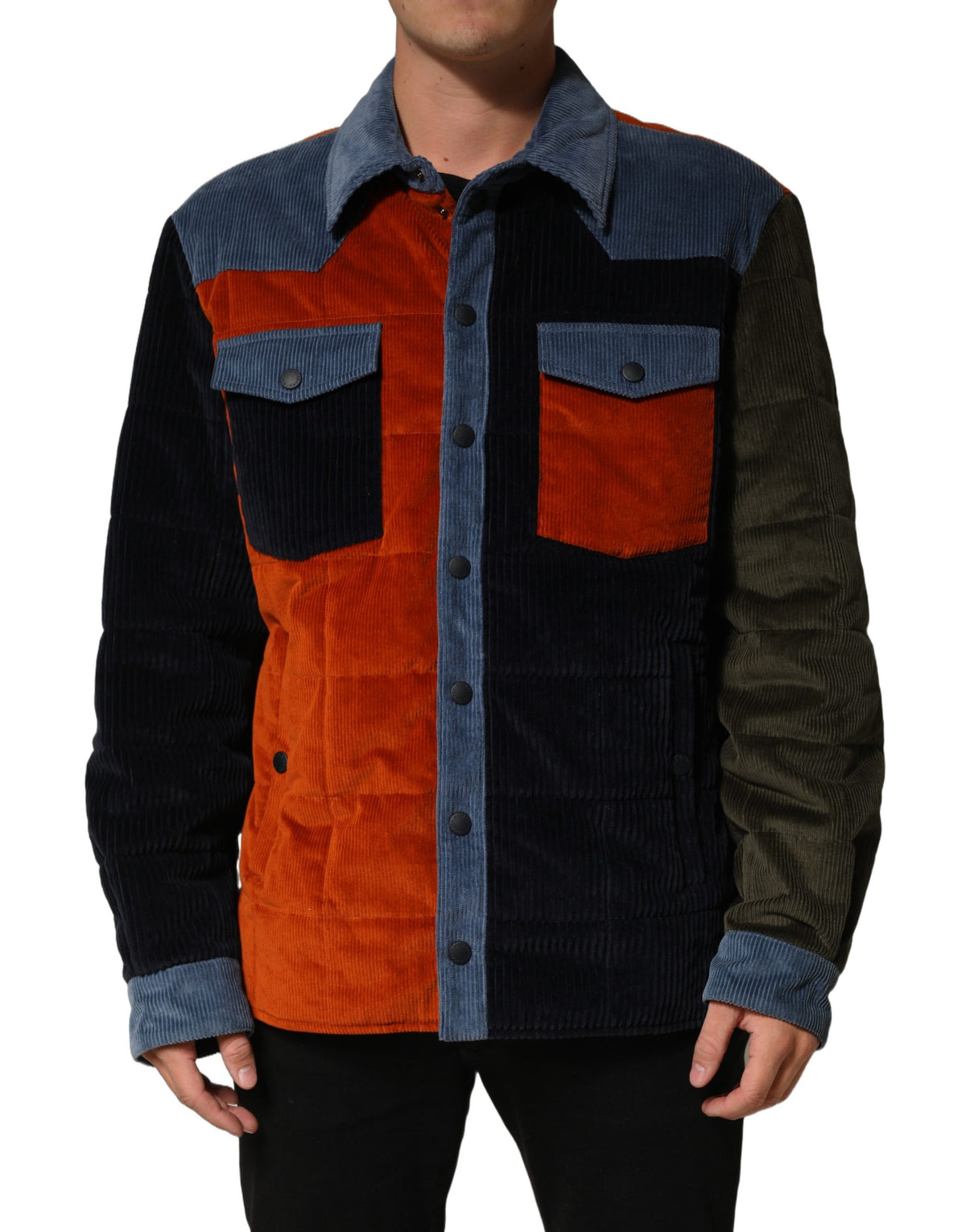 Multicolor Cotton Corduroy ButtonUp Jacket