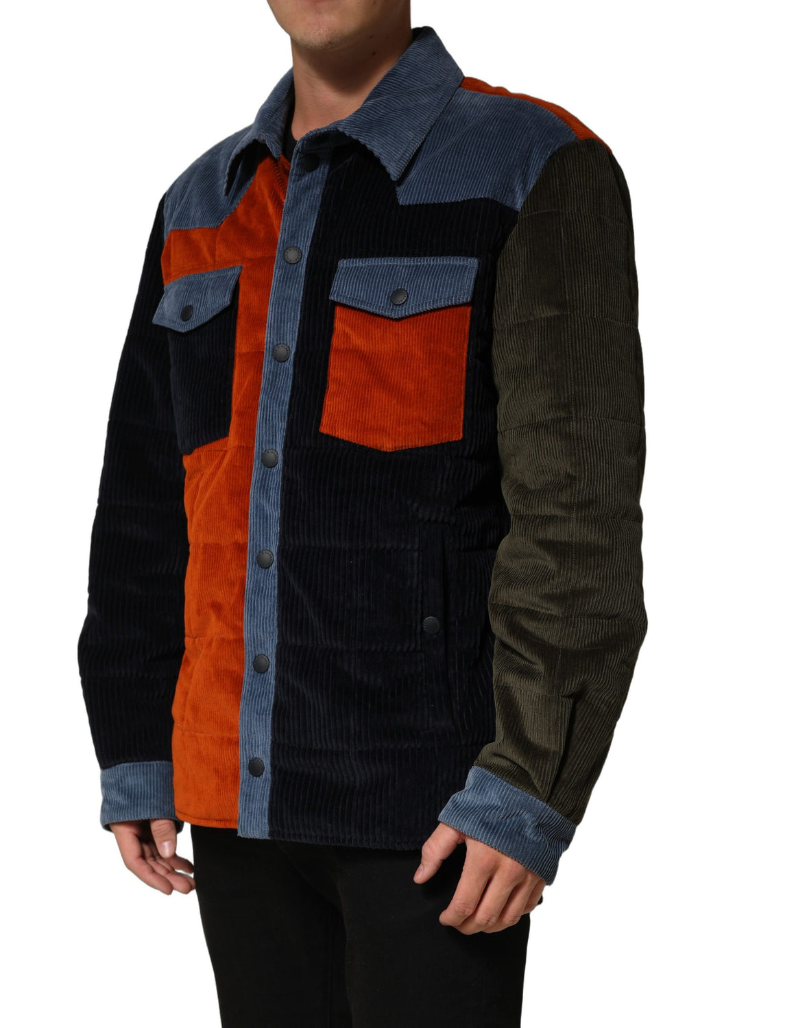 Multicolor Cotton Corduroy ButtonUp Jacket