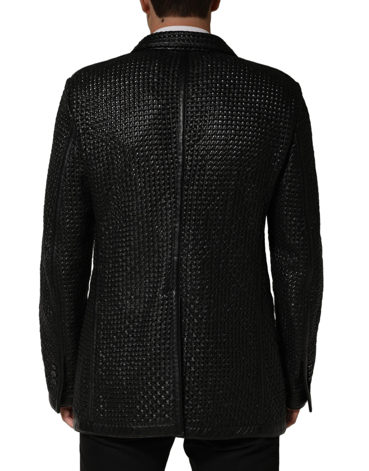 Black Lamb Leather Double Breasted Jacket