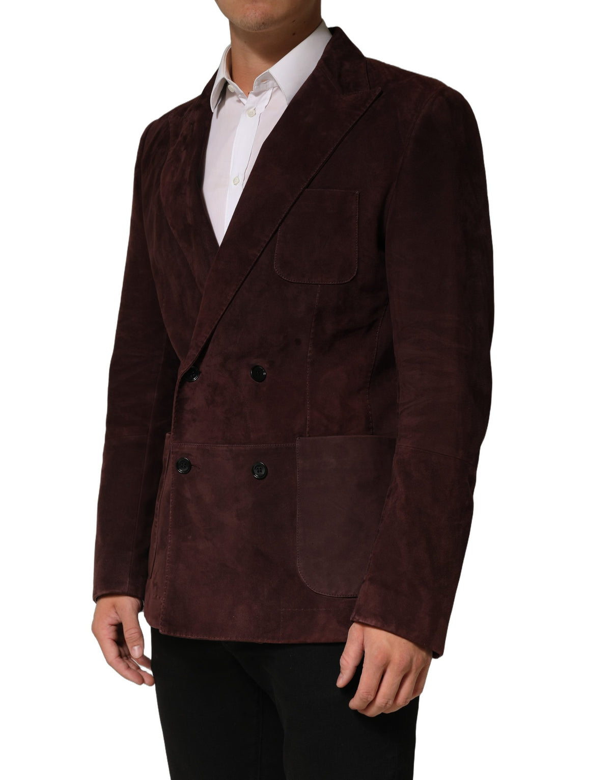 Brown Lamb Leather Double Breasted Jacket