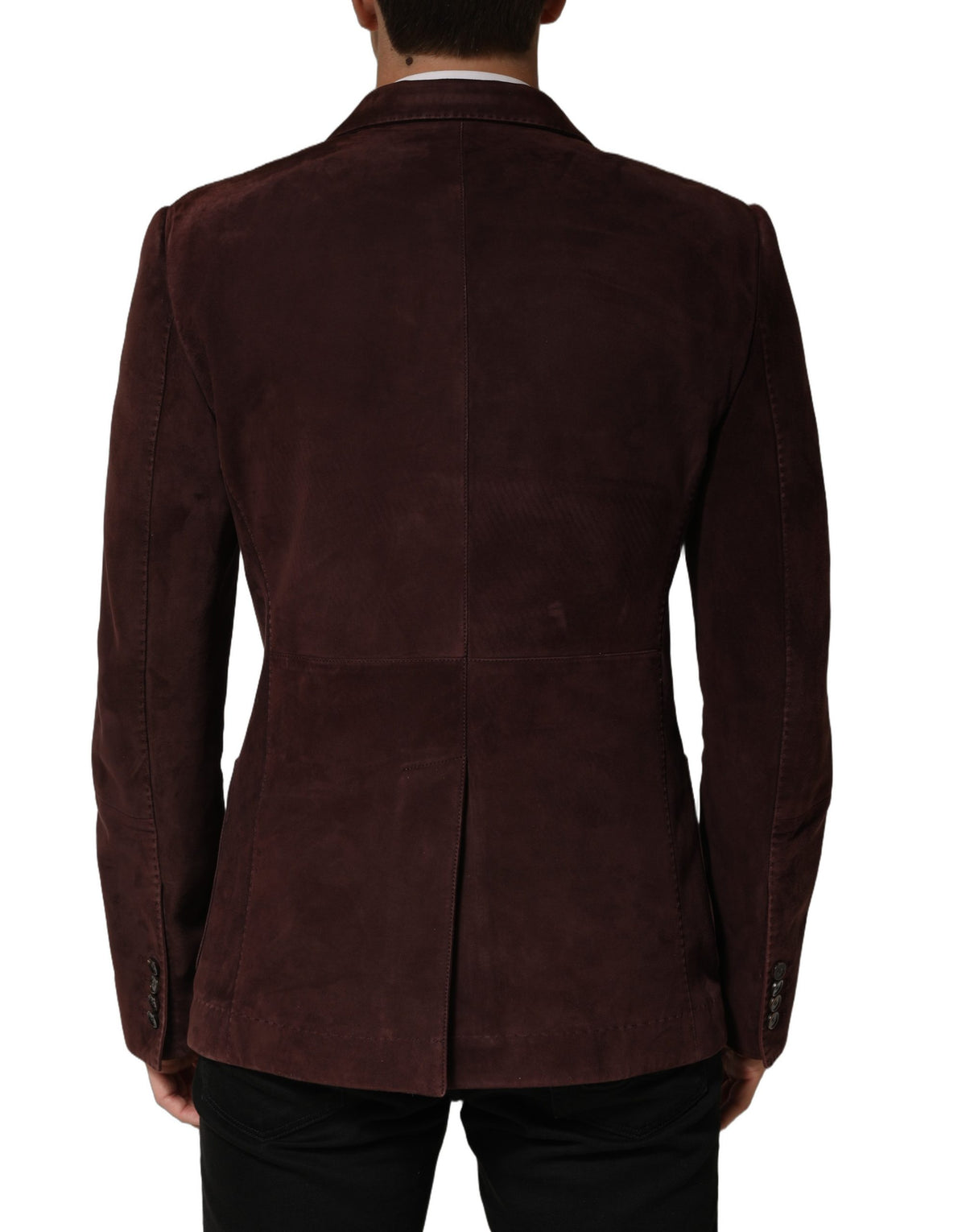 Brown Lamb Leather Double Breasted Jacket