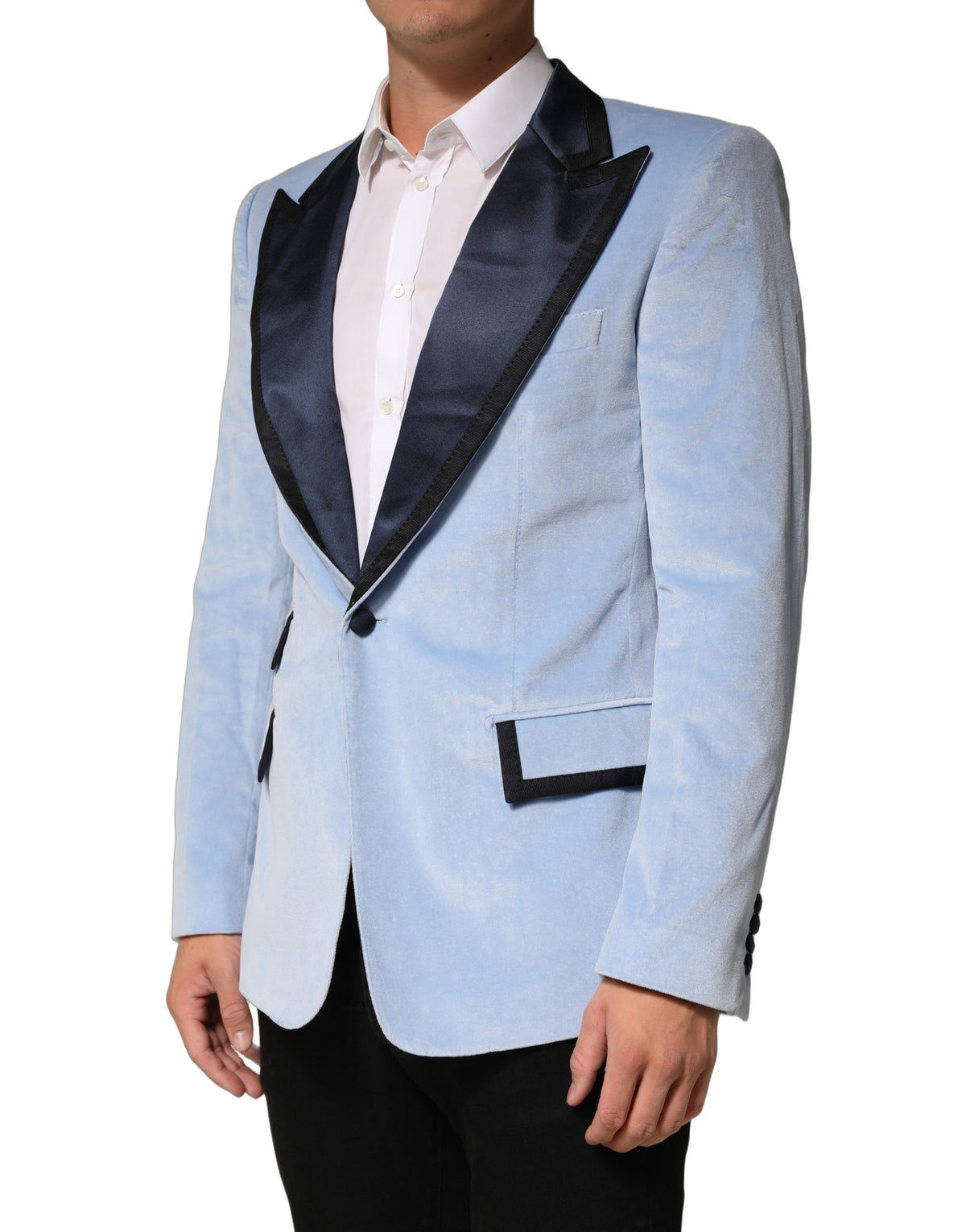 Blue Cotton Formal Single Breasted Jacket