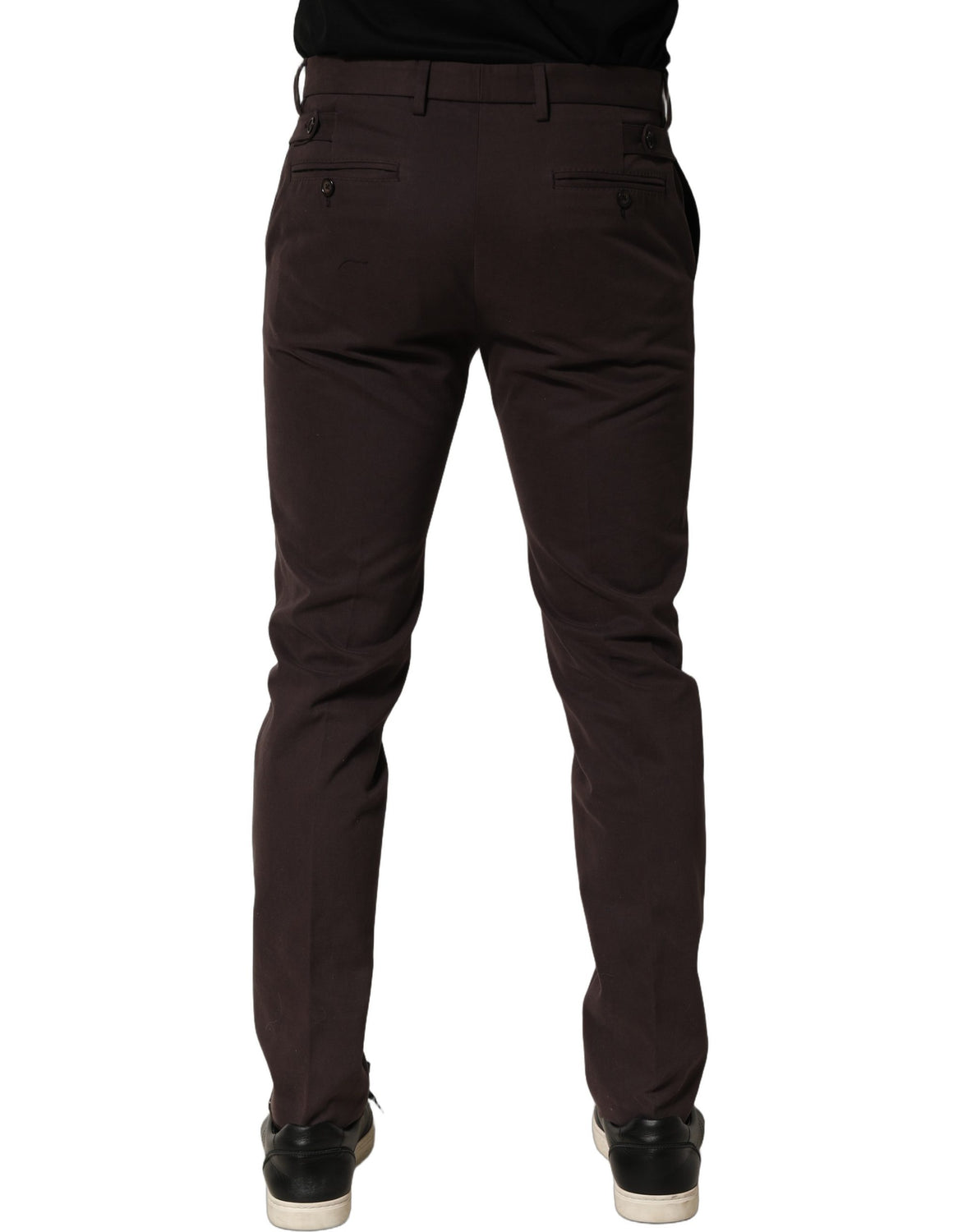 Brown Cotton Skinny Leg Dress Trouser Pants