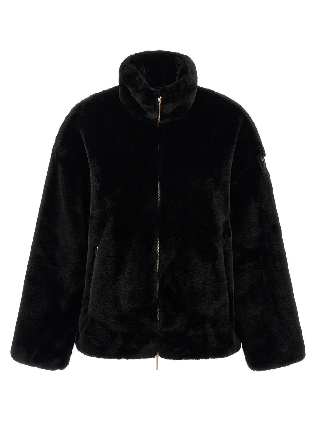 Black Polyester Full-Length Jacket