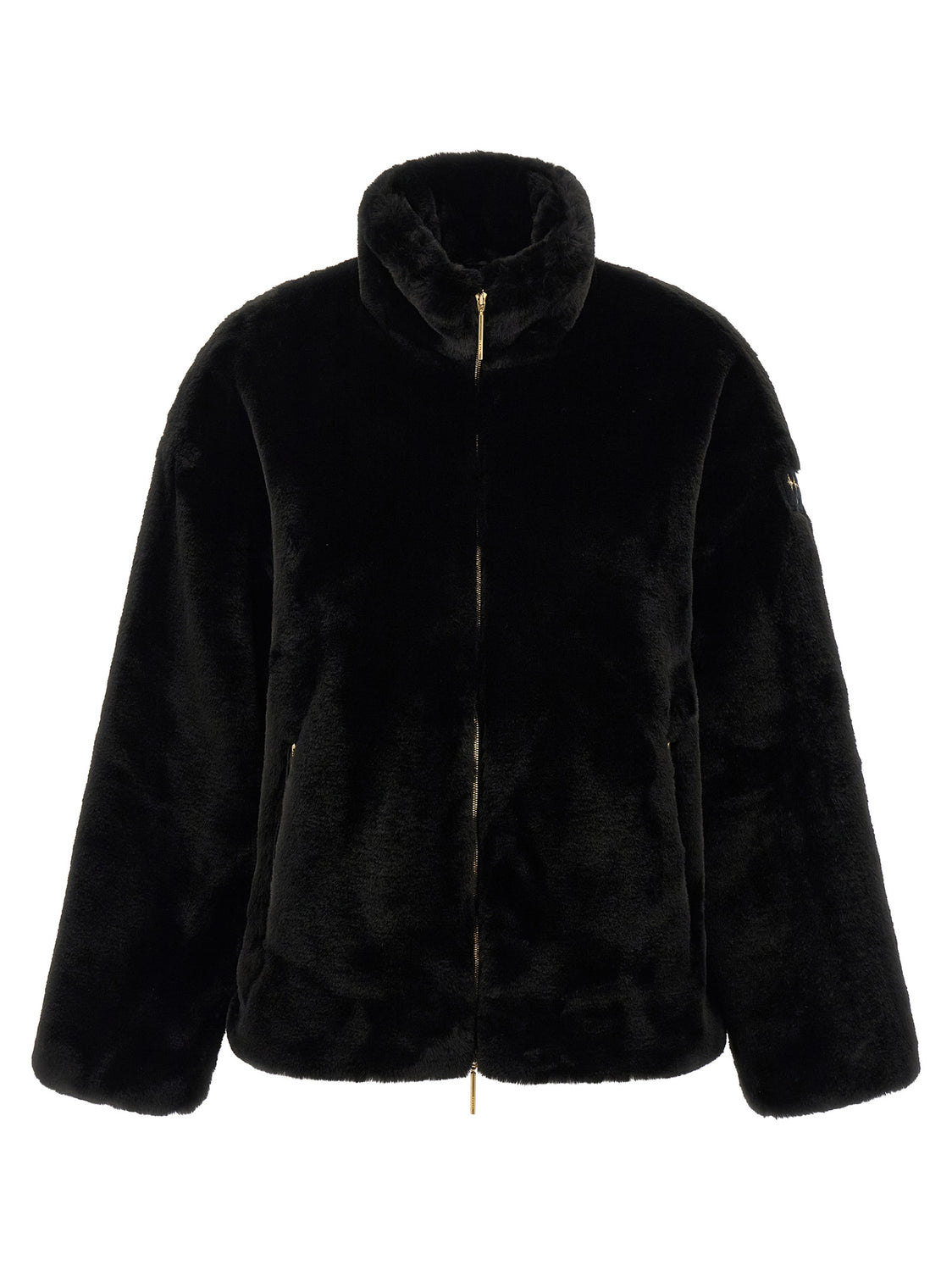 Black Polyester Full-Length Jacket