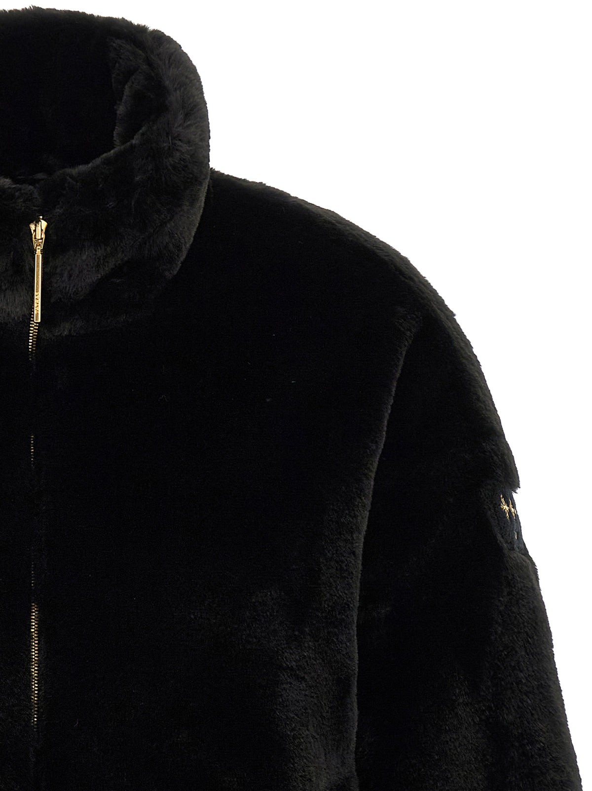 Black Polyester Full-Length Jacket