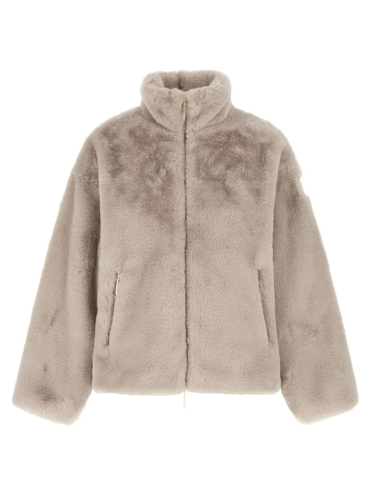 Gray Polyester Full-Length Jacket