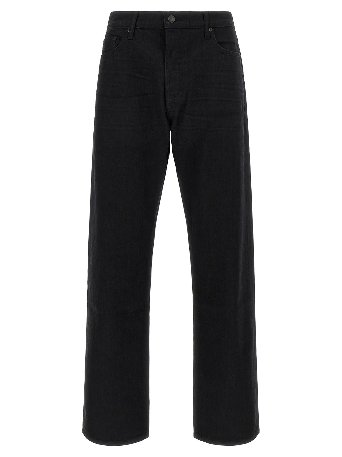 Black Cotton Straight-Leg Jeans