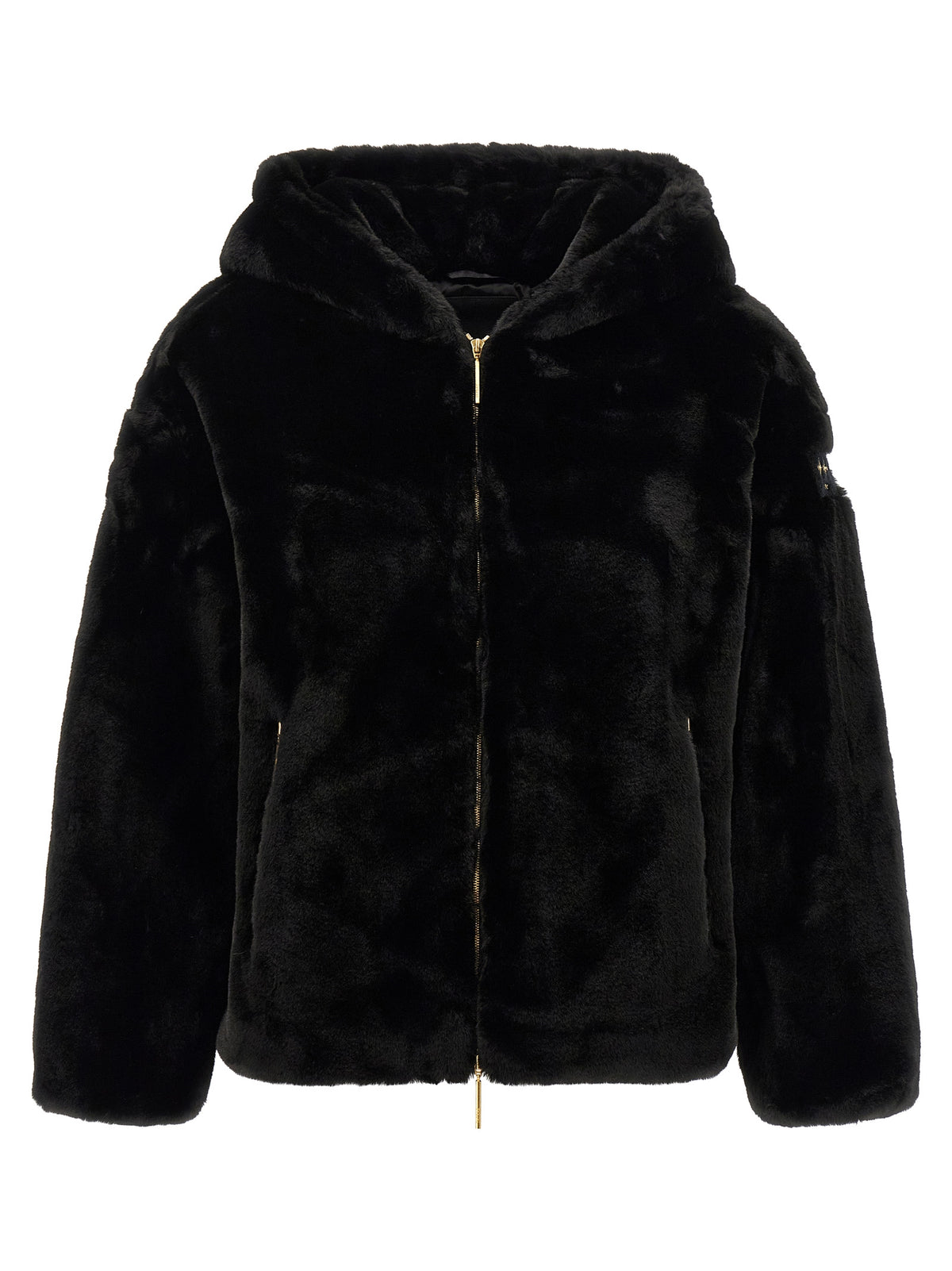 Black Polyester Full-Length Jacket