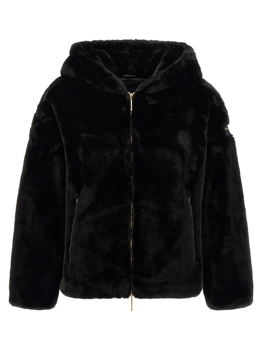 Black Polyester Full-Length Jacket