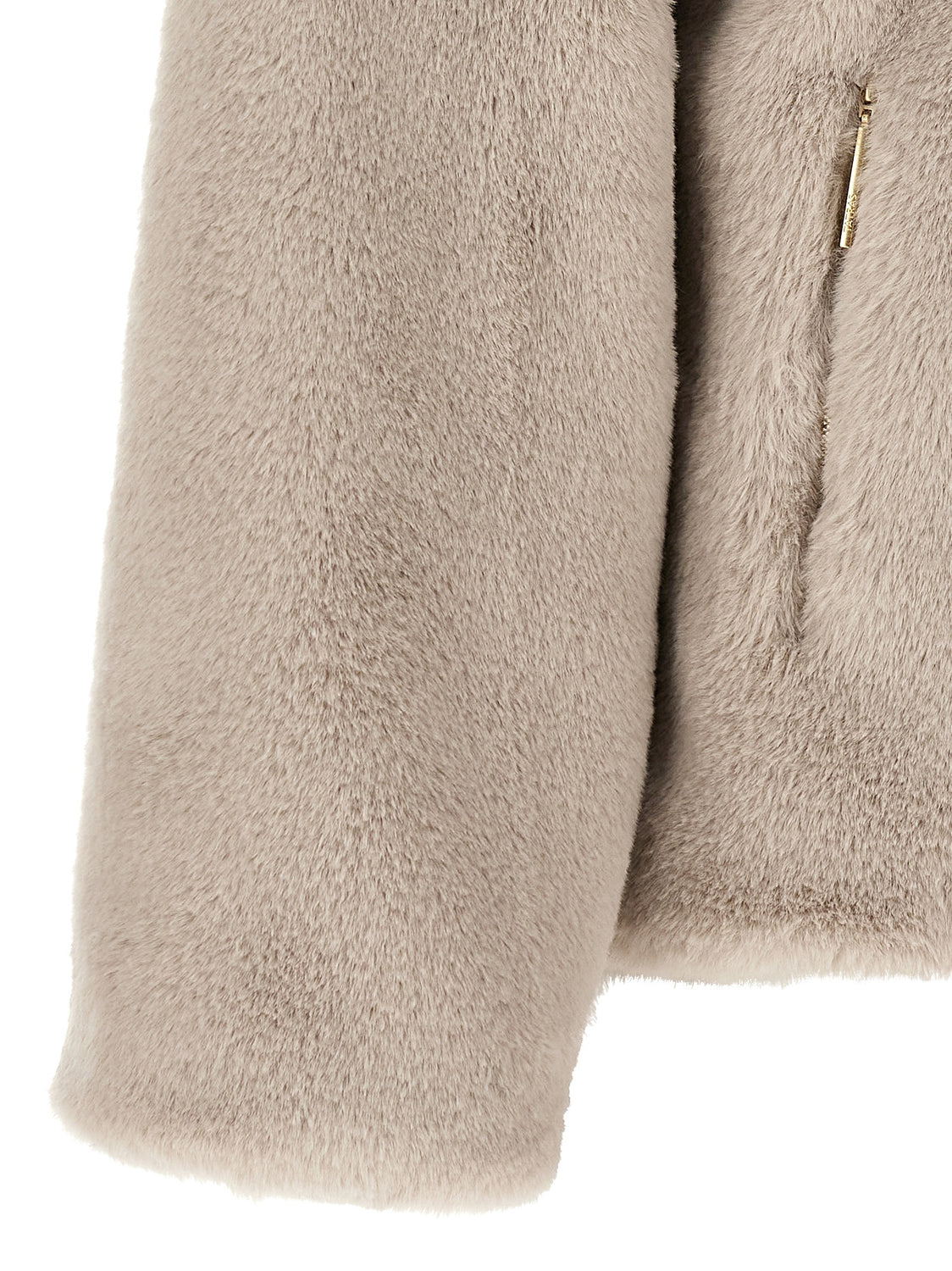 Beige Polyester Full-Length Jacket