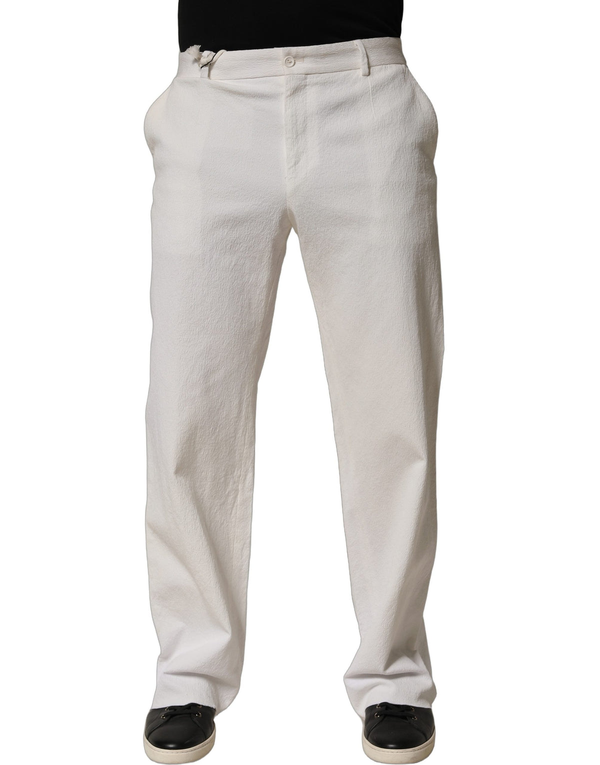 White Cotton StraightLeg Casual Trouser Pants