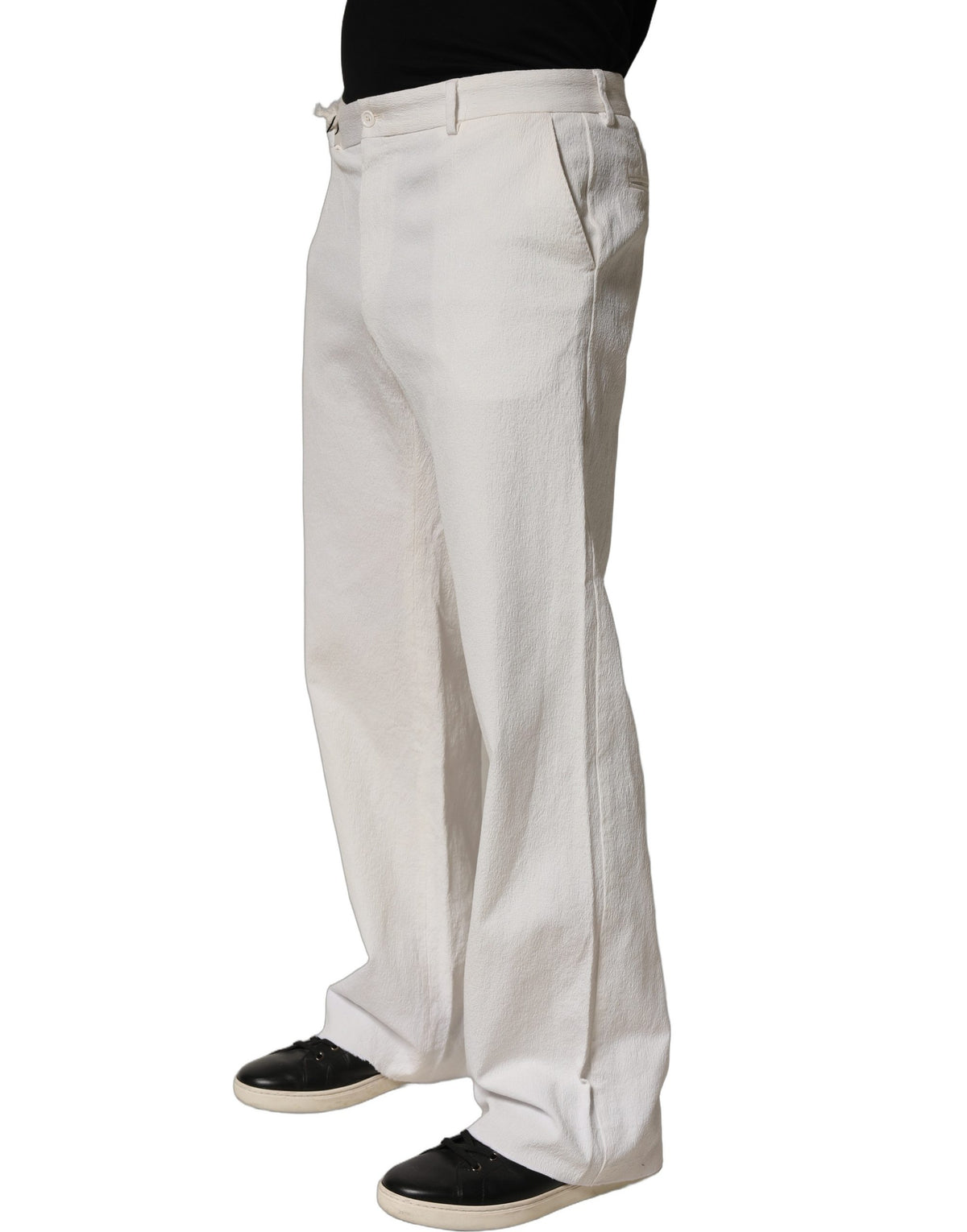 White Cotton StraightLeg Casual Trouser Pants