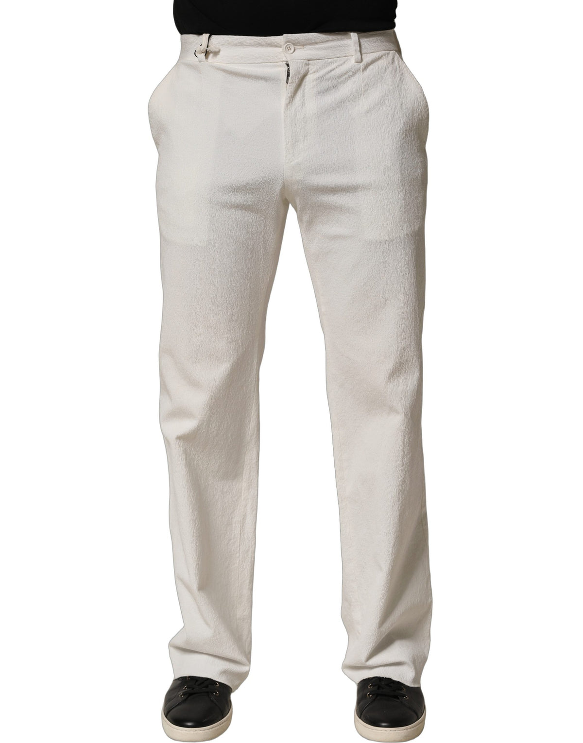 White Cotton StraightLeg Casual Trouser Pants