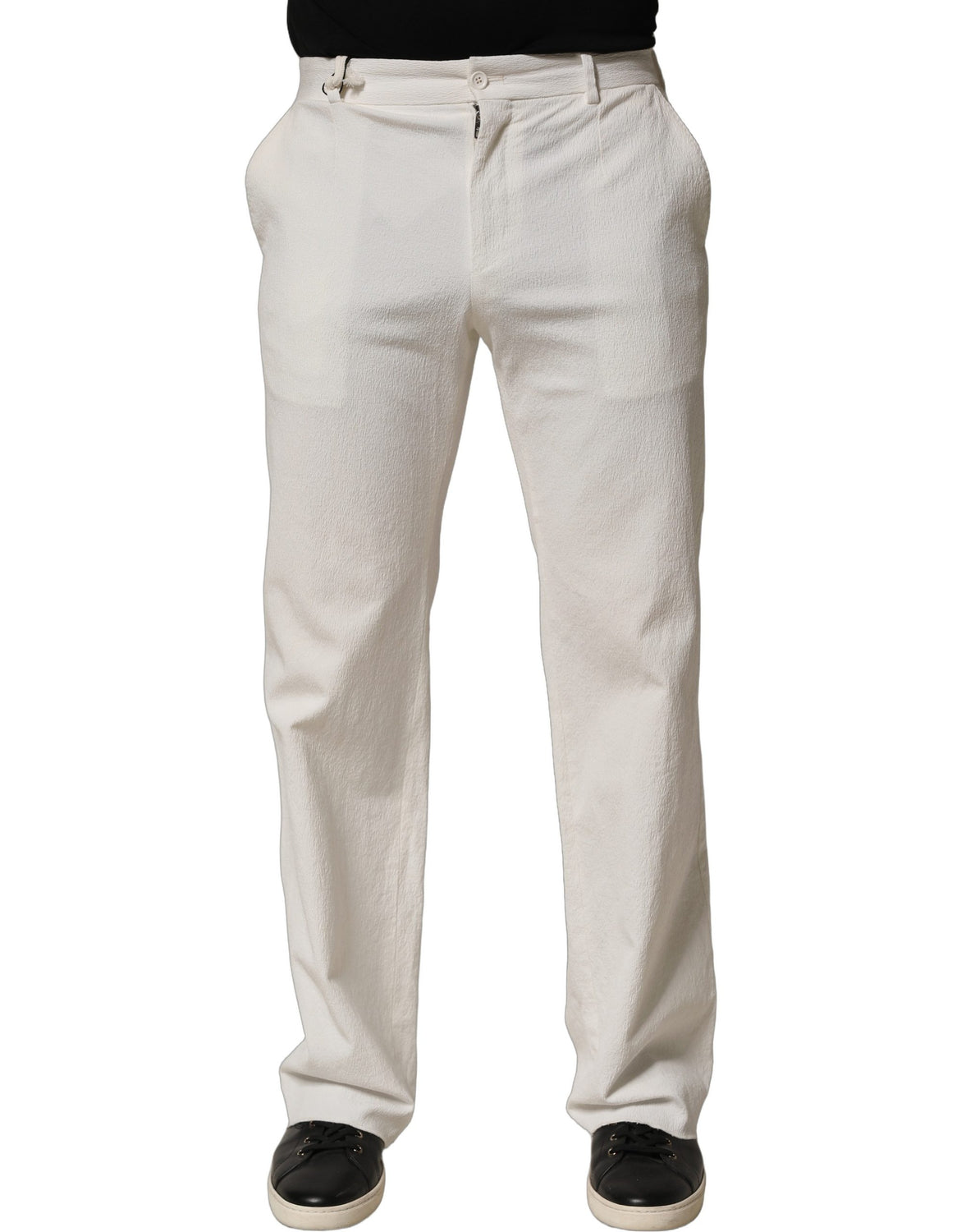 White Cotton StraightLeg Casual Trouser Pants