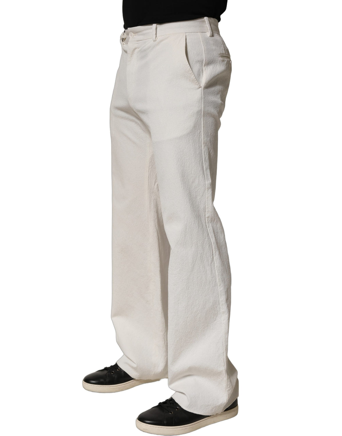 White Cotton StraightLeg Casual Trouser Pants