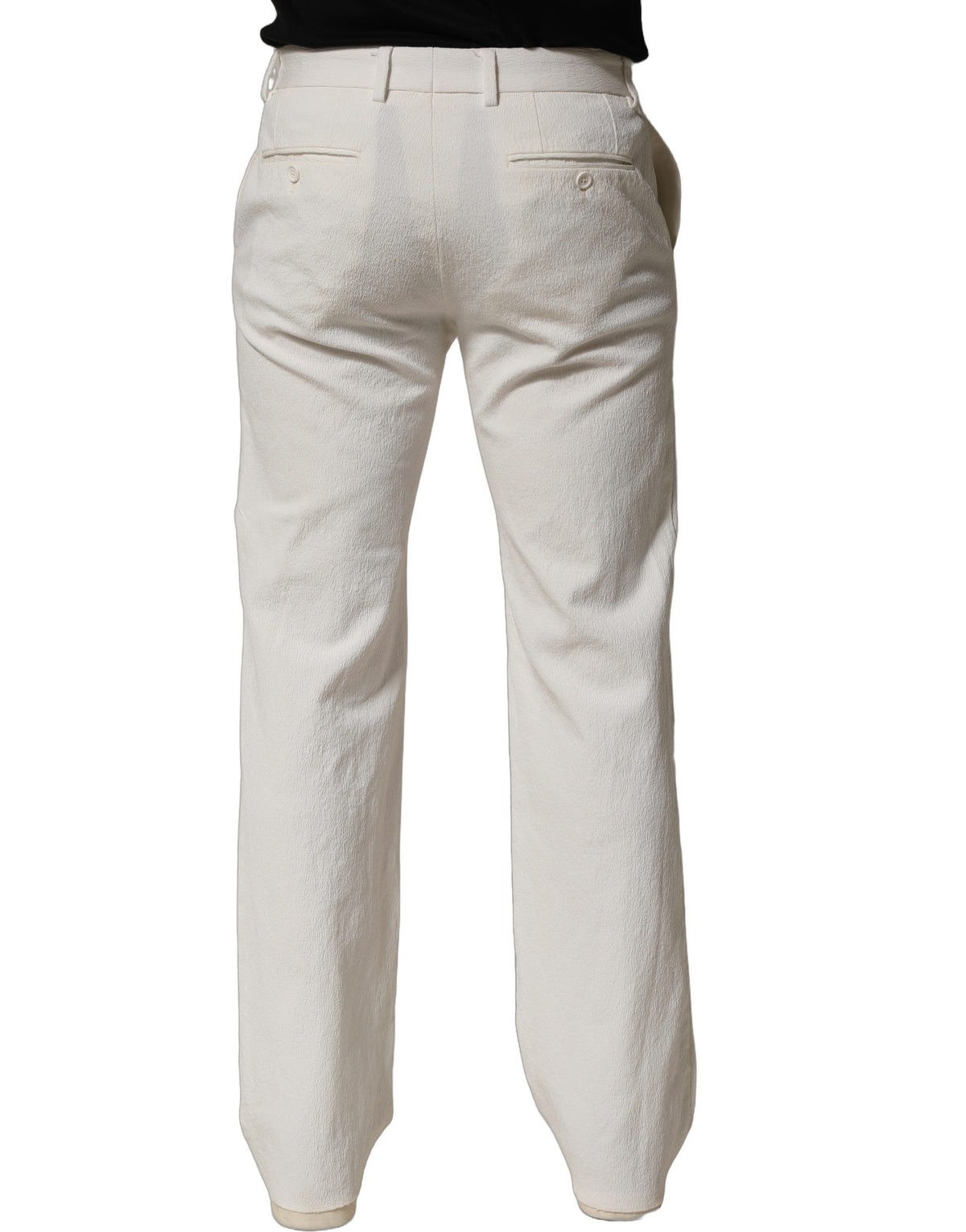 White Cotton StraightLeg Casual Trouser Pants
