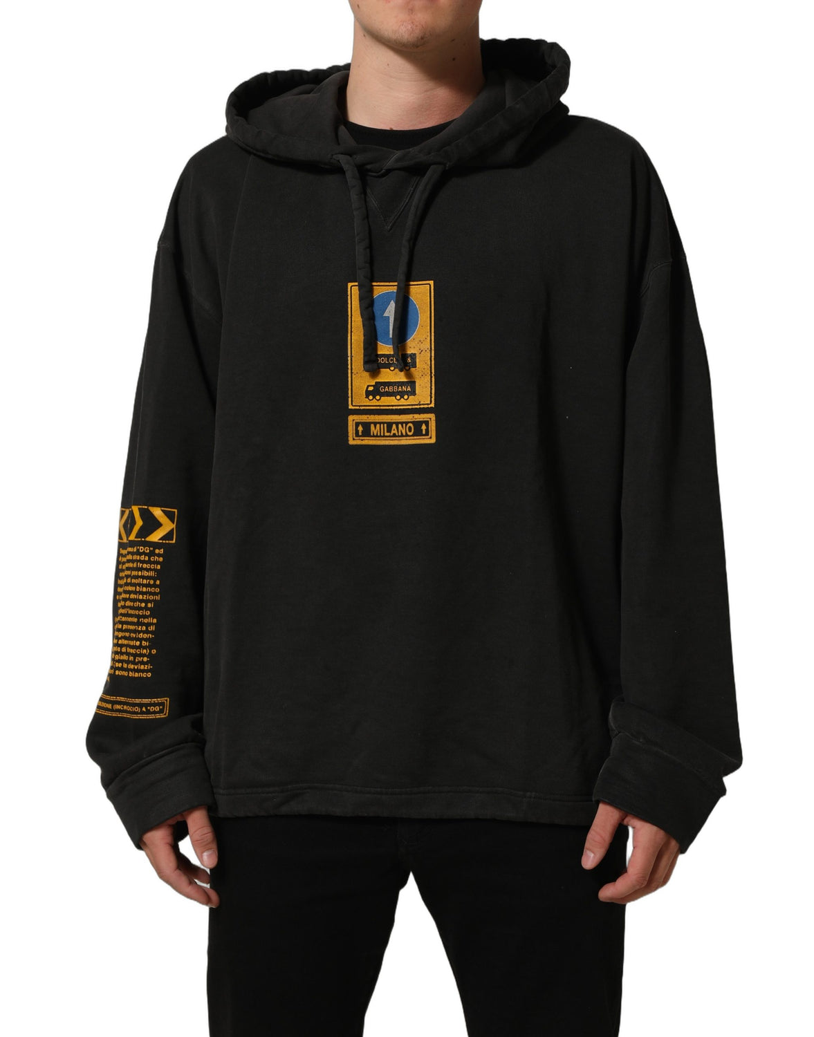 Black Cotton DG Shield Hooded Sweatshirt Sweater