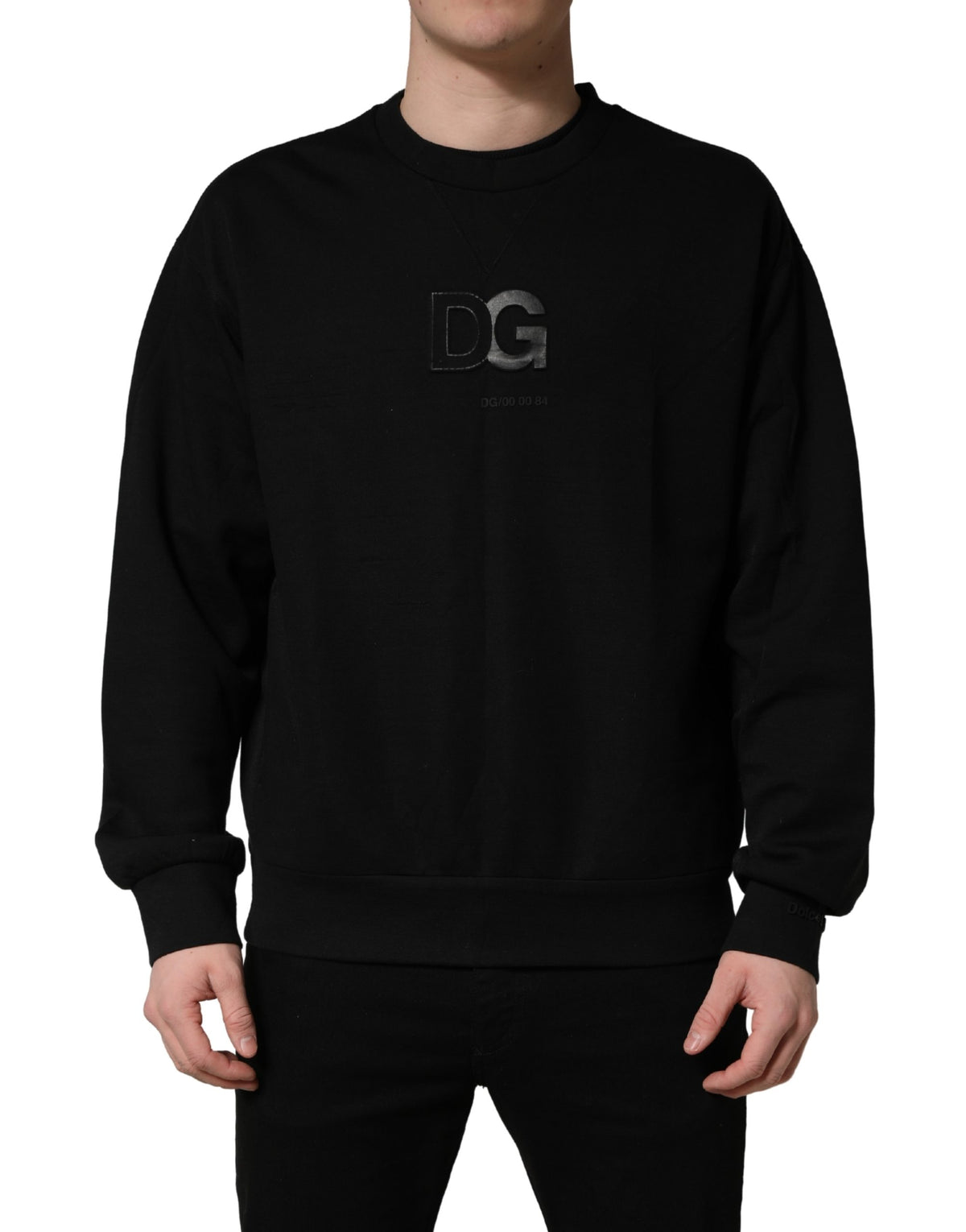 Black Cotton DG Crew Neck Sweatshirt Sweater