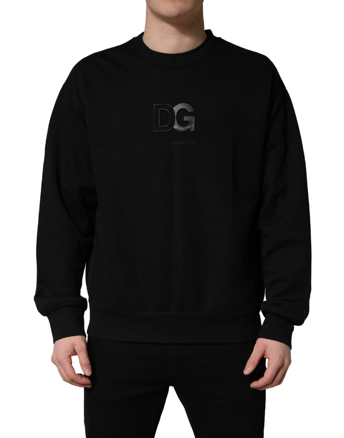 Black Cotton DG Crew Neck Sweatshirt Sweater
