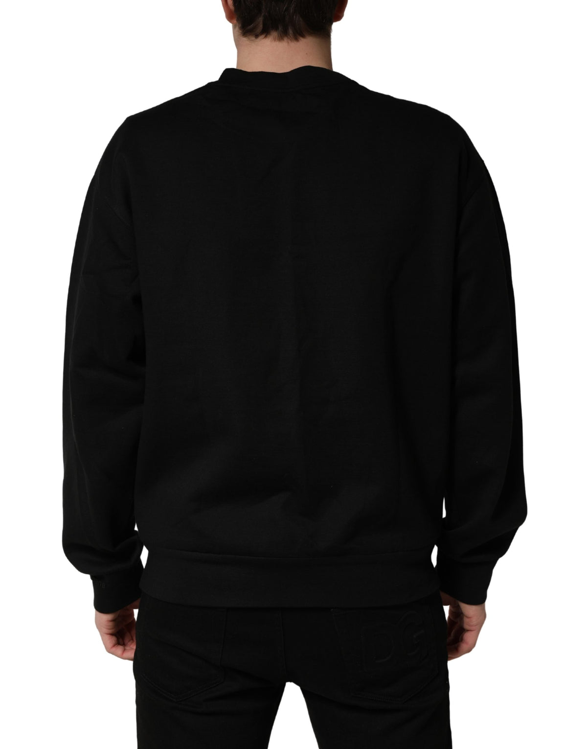 Black Cotton DG Crew Neck Sweatshirt Sweater