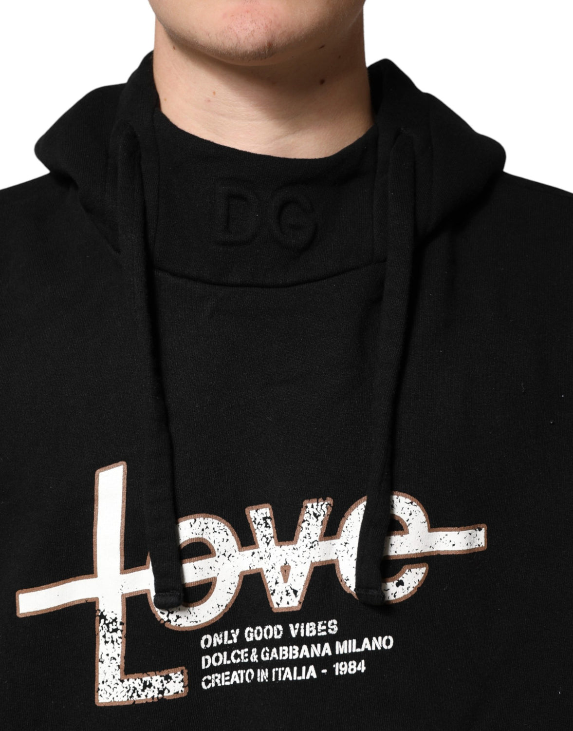Black Cotton Printed Men Hooded Sweatshirt Sweater